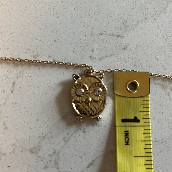 Owl Necklace Gold-tone Crystal Eyed - Picture 5 of 9
